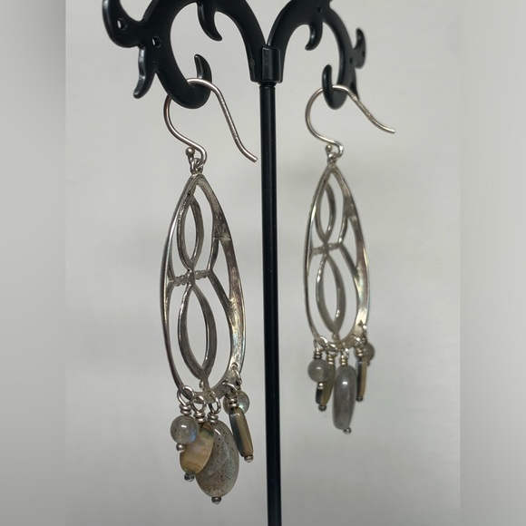 Silpada Sterling Silver HTF INFINITY Feldspar, Abalone Shell Chandelier Earrings - Picture 6 of 13